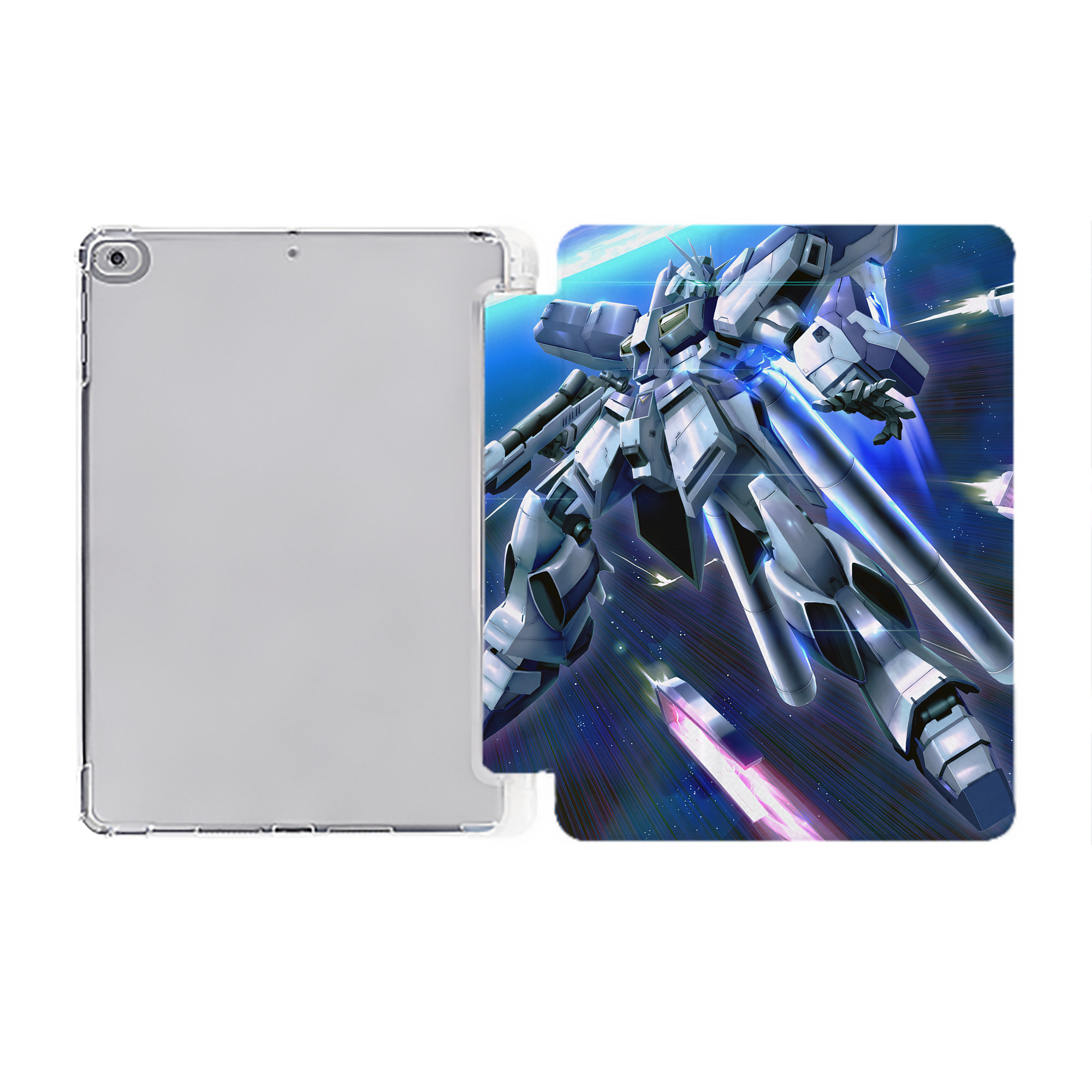 （画像用） 機動戦士ガンダム Mobile Suit Gundam IPad ケース ペン収納付き 三つ折りスタンド PUレザー×シリコン 対応機種9.5/10.5/10.9インチ